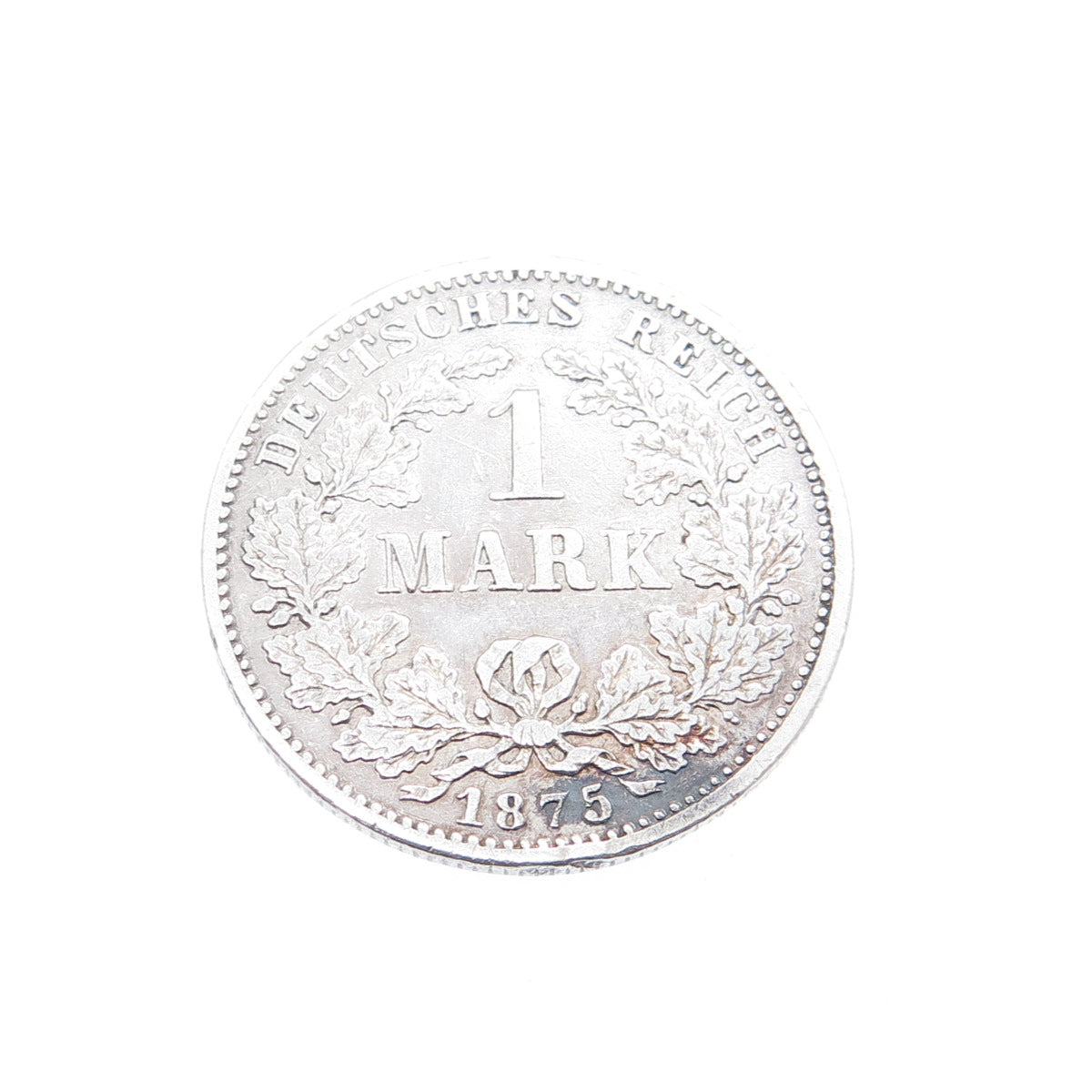 900 Silver Antique 1875 Germany Emperor Wilhelm I 1 Mark Duetsches Reich Coin