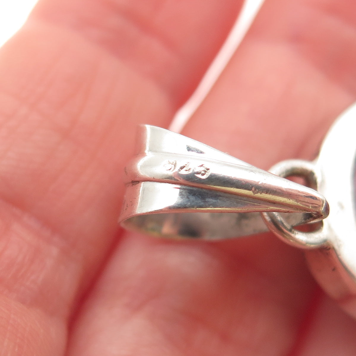 925 Sterling Silver Vintage Real Oval-Cut Ruby Charm Pendant