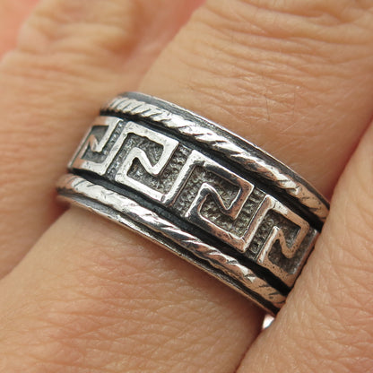 CHATEAU D'ARGENT 925 Sterling Silver Vintage Greek Key Oxidized Ring Size 9.25