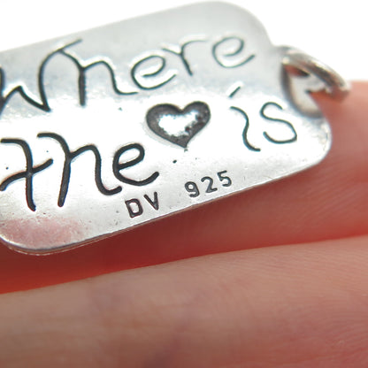 DV Dawn Vertrees Sterling Silver Vintage Home Where The Love Is Oxidized Pendant