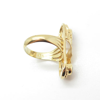 YES SILVER JEWELRY Sterling Gold Plated Vintage Amethyst & Garnet Ring Size 6.75