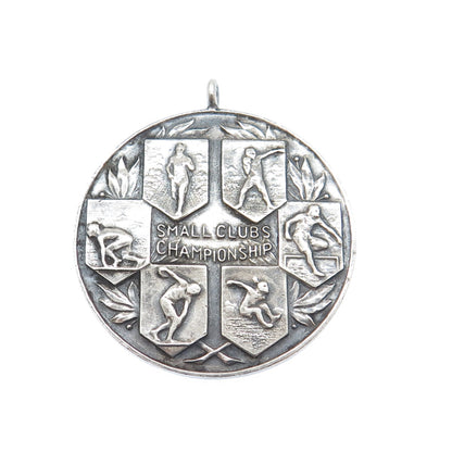 925 Sterling Silver Antique Small Clubs Championship 1 Mile Run Medal Pendant