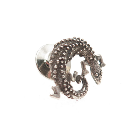 925 Sterling Silver Vintage Lizard Oxidized Tie Tack / Lapel Pin