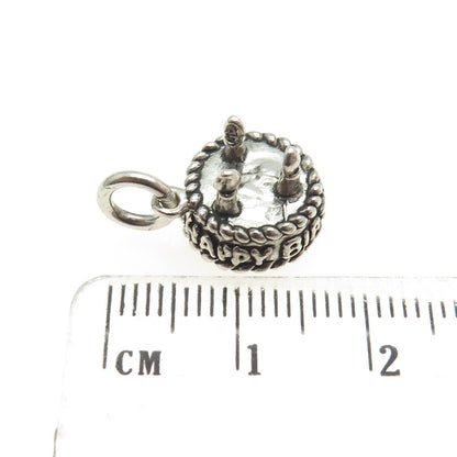 SUN WEST 925 Sterling Silver Vintage "Happy Birthday" Cake Charm Pendant
