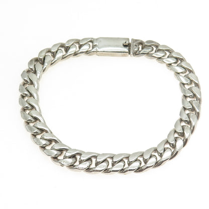 925 Sterling Silver Vintage Mexico Solid 50.8g Cuban Link Bracelet 8"
