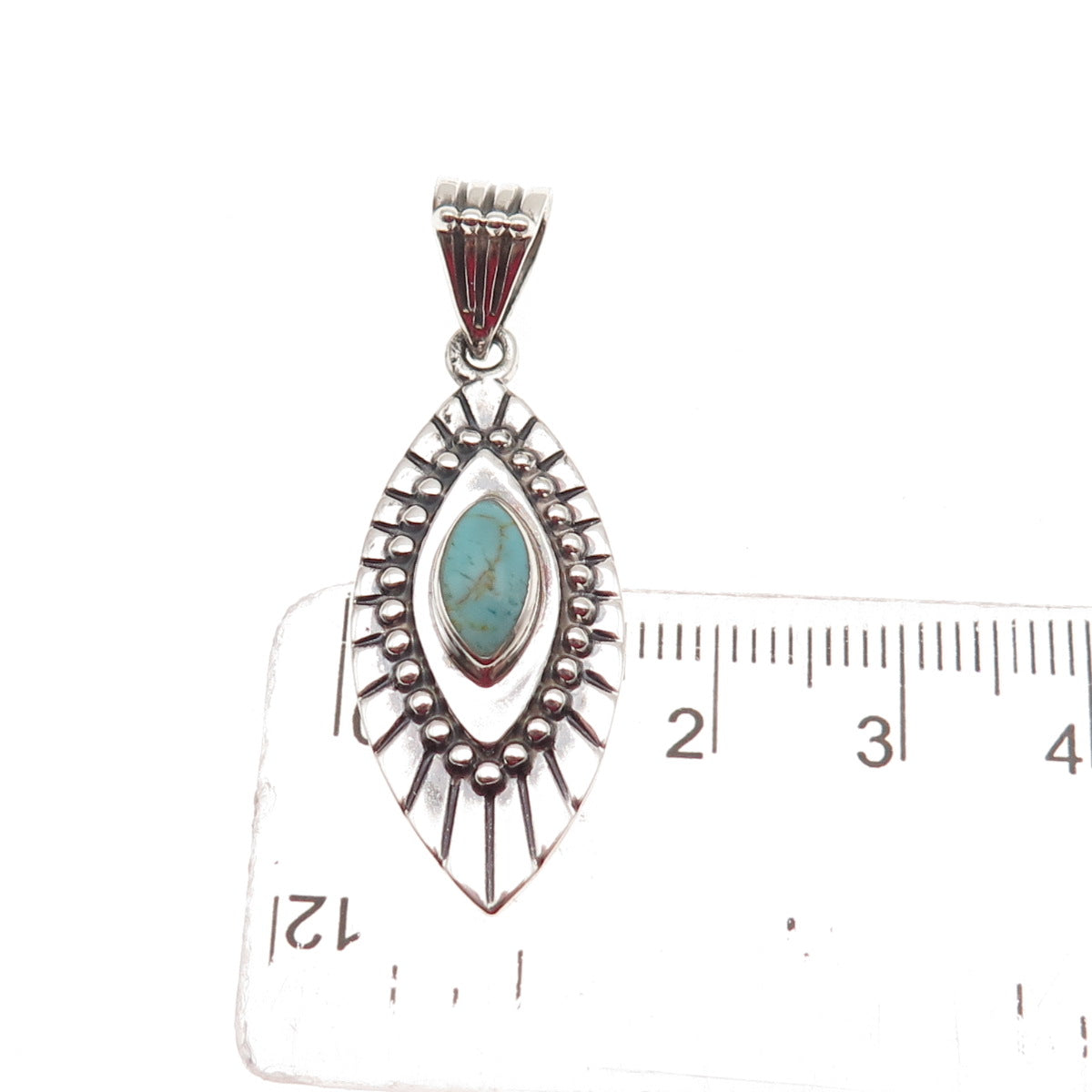ATI Annika Witt 925 Sterling Silver Vintage Mexico Real Turquoise Charm Pendant