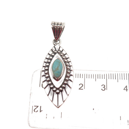 ATI Annika Witt 925 Sterling Silver Vintage Mexico Real Turquoise Charm Pendant