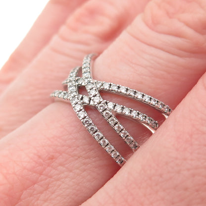 PANDORA 925 Sterling Silver Round-Cut C Z Cosmic Lines Ring Size 6.5