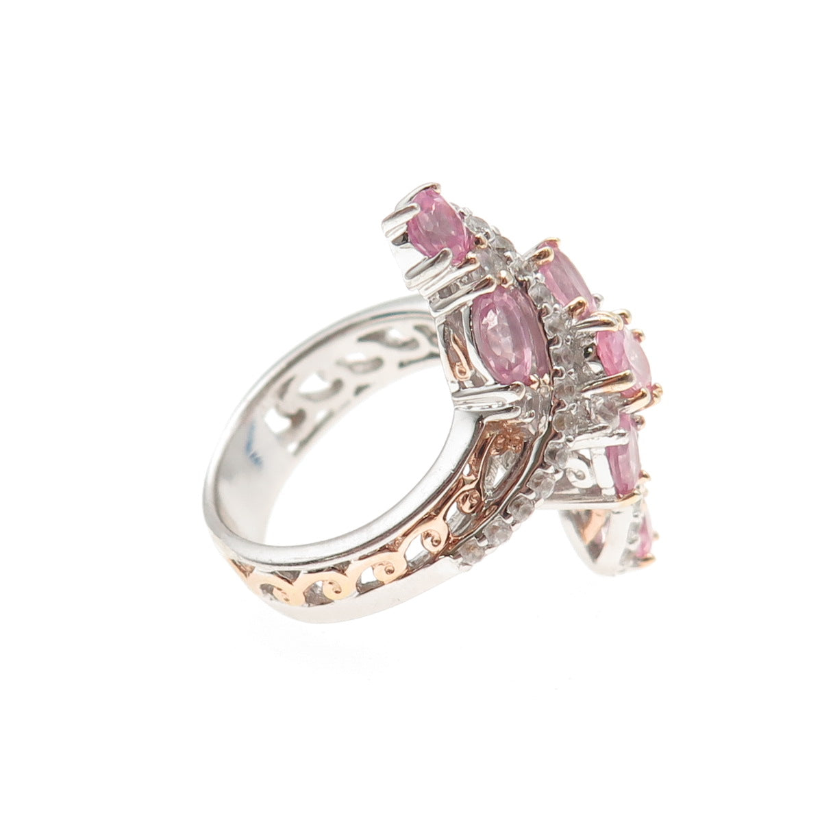 MICHAEL VALITUTTI Gems En Vogue 925 Sterling White & Pink Topaz Ring Size 7.25