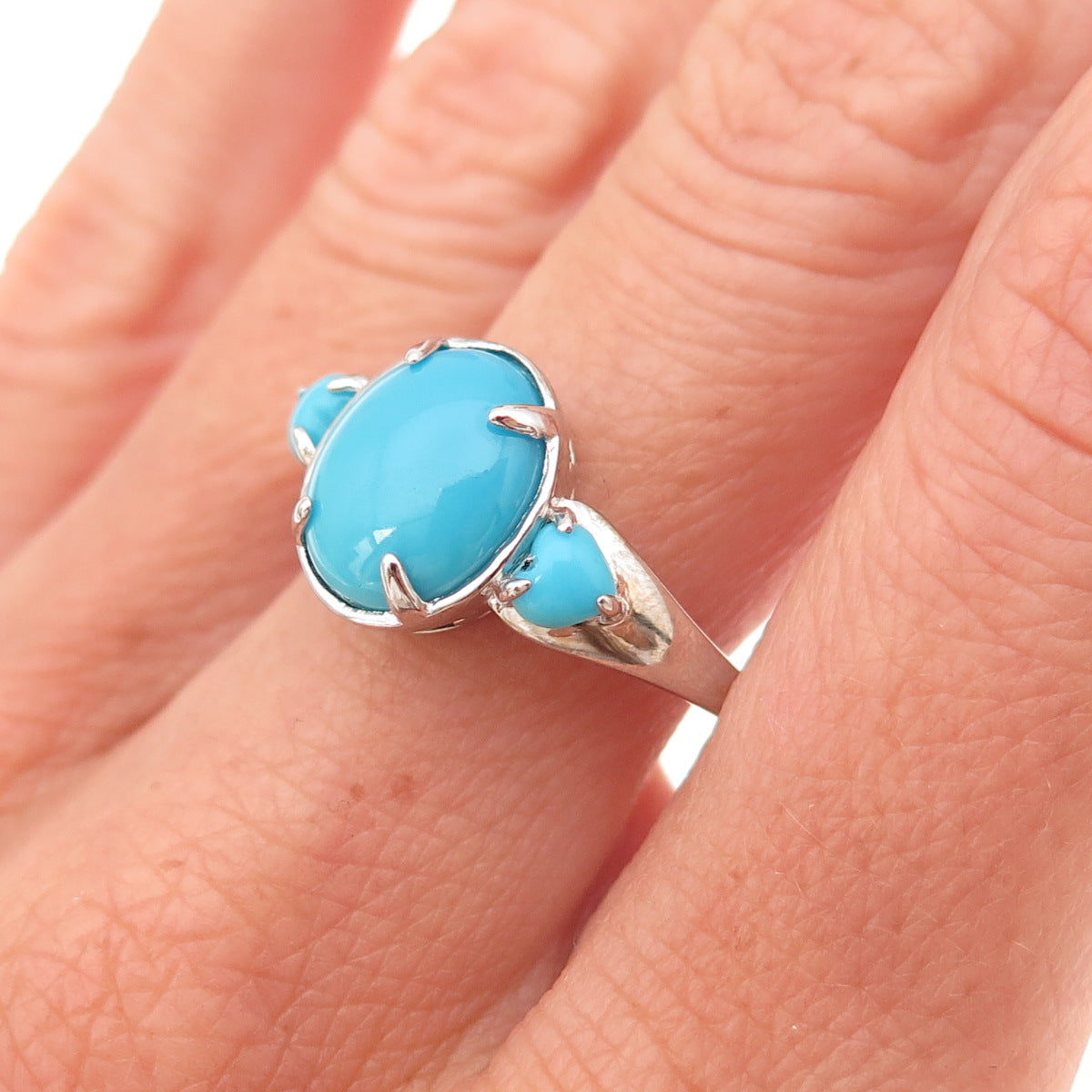 925 Sterling Silver Real Sleeping Beauty Turquoise Ring Size 8