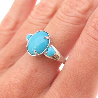 925 Sterling Silver Real Sleeping Beauty Turquoise Ring Size 8