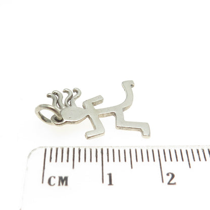 925 Sterling Silver Vintage Silhouette of a Running Girl 3D Pendant