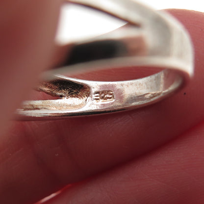 925 Sterling Silver Vintage Heart Oxidized Hug Ring Size 7