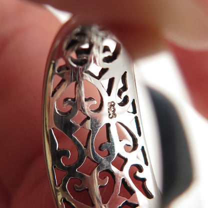 925 Sterling Silver Heart Ornate Oxidized Ring Size 8
