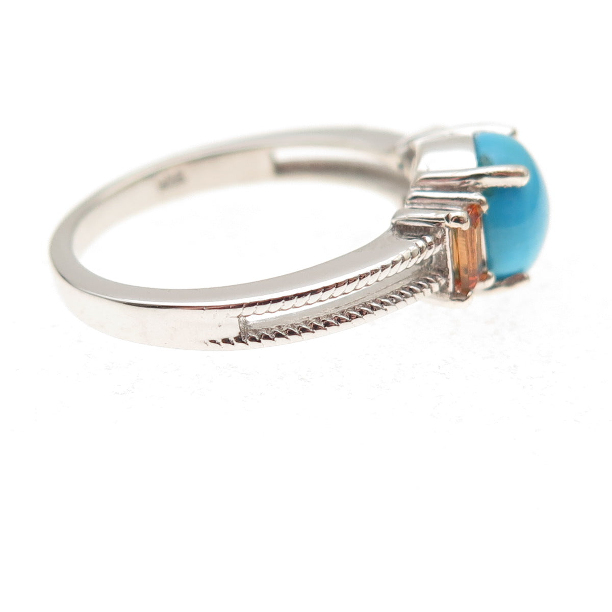 Chuck Clemency 925 Sterling Silver Real Turquoise & Citrine Ring Size 8