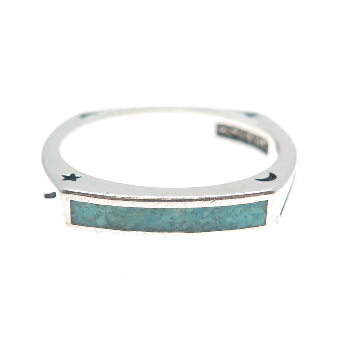 AVA YETTER 925 Sterling Vintage Southwestern Turquoise Stackable Ring Size 10.25