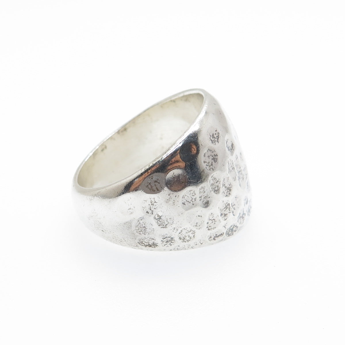 925 Sterling Silver Vintage CII Mexico Modernist Hammered Ring Size 8