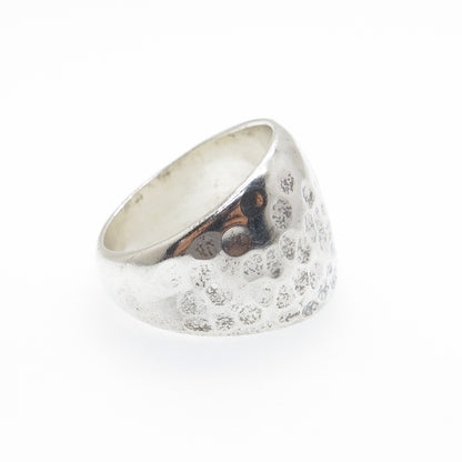 925 Sterling Silver Vintage CII Mexico Modernist Hammered Ring Size 8