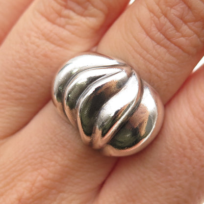 925 Sterling Silver Vintage Mexico Modernist Dome Oxidized Ring Size 7.25