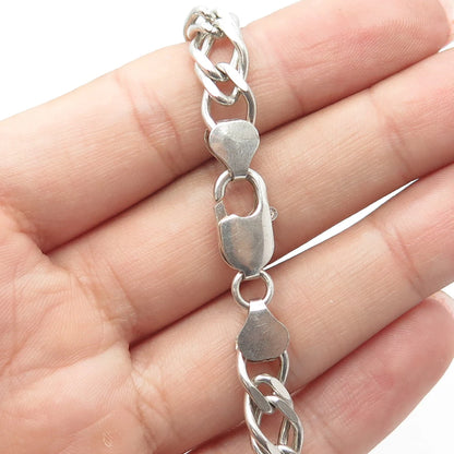 925 Sterling Silver Vintage Italy Double Cable Link Bracelet 8"