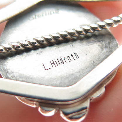 L. HILDRETH Old Pawn 925 Sterling Silver Vintage Amethyst Adjustable Bracelet 6"