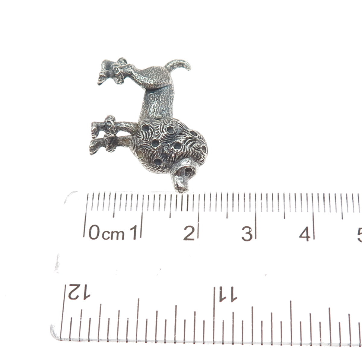 925 Sterling Silver Vintage Poodle Dog Oxidized 3D Miniature