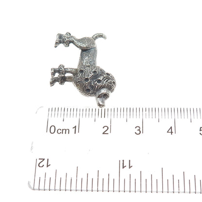 925 Sterling Silver Vintage Poodle Dog Oxidized 3D Miniature