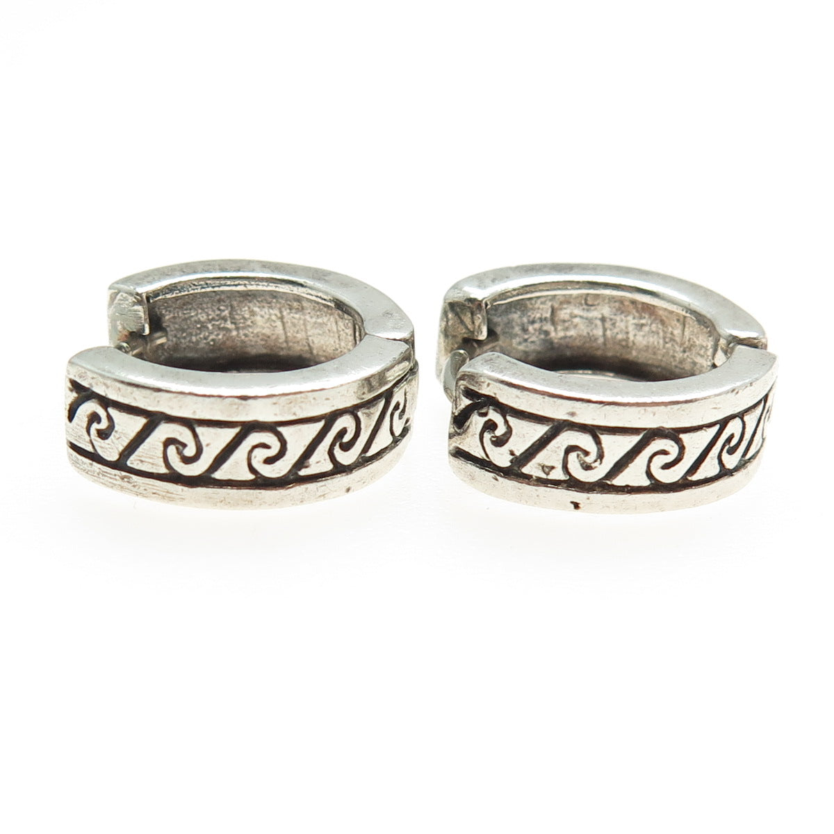 925 Sterling Silver Vintage Swirl Ethnic Hoop Earrings