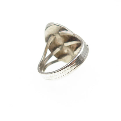 Old Pawn Sterling Silver Vintage Southwestern Turquoise Feather Ring Size 4.5