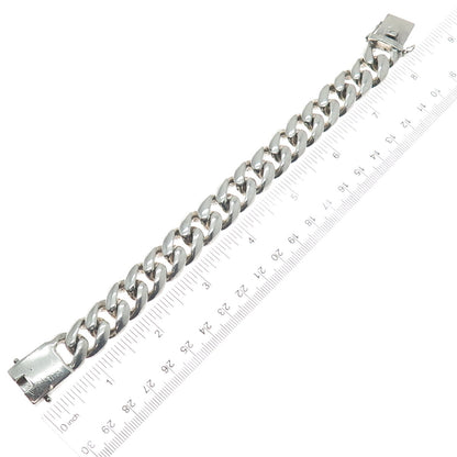 925 Sterling Silver Vintage Solid 99.6g. Cuban Link Bracelet 8"
