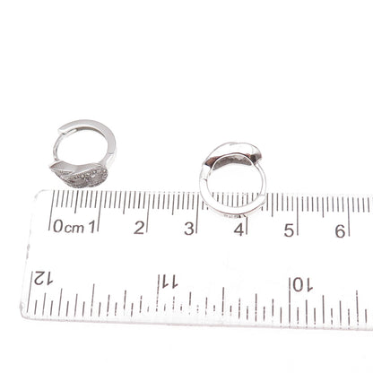 925 Sterling Silver Round-Cut C Z Interlocked Hoop Earrings