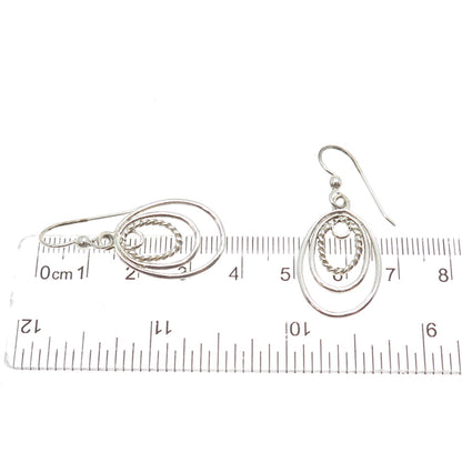 925 Sterling Silver Vintage Multi-Circle Dangle Earrings