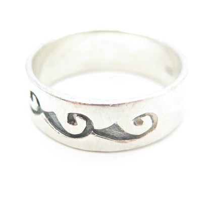 925 Sterling Silver Vintage Waves Band Ring Size 10.5