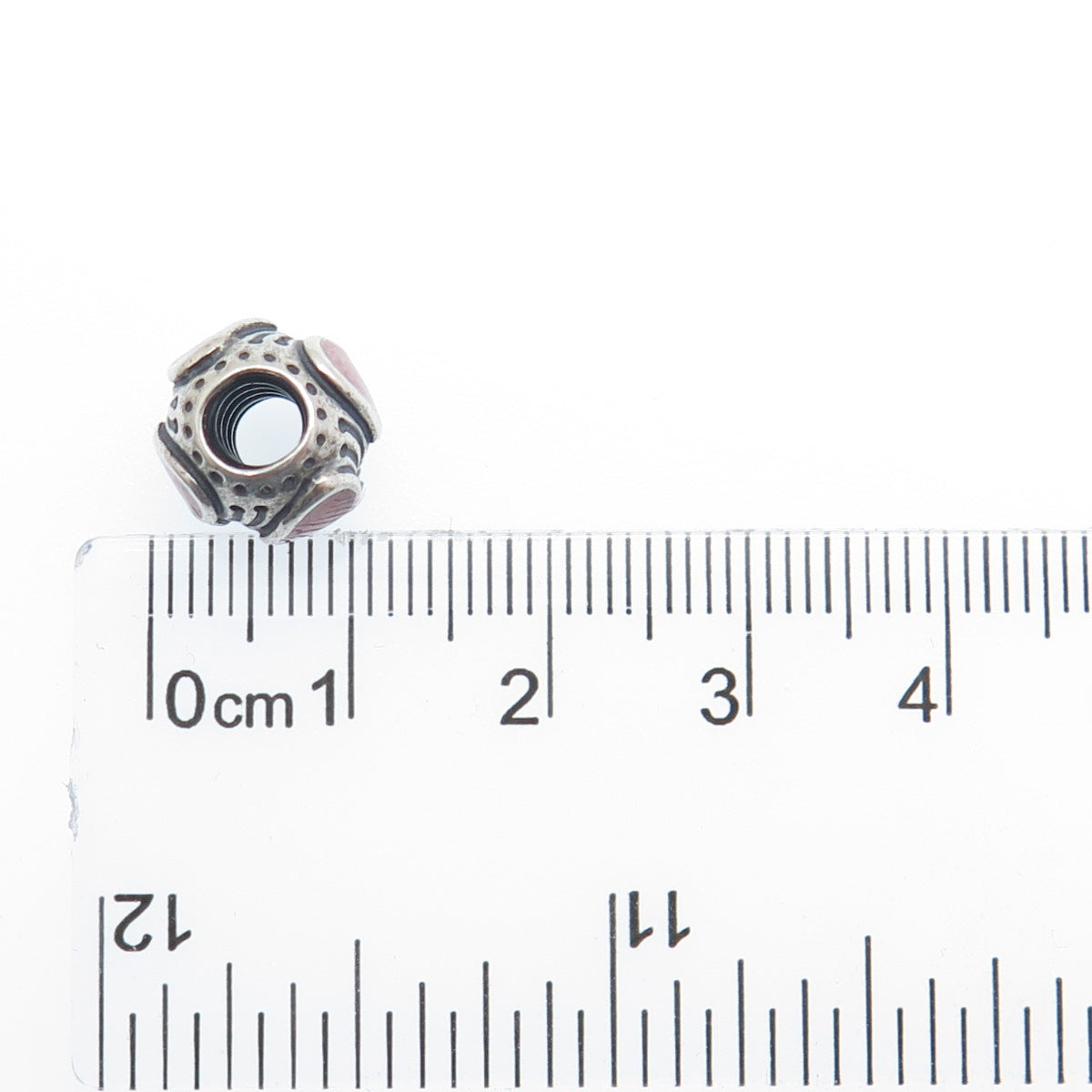 PANDORA 925 Sterling Silver Enamel Heart Bead Charm