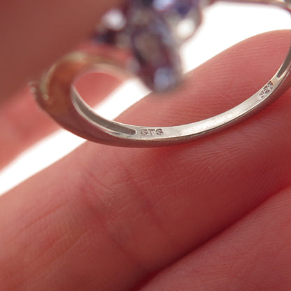 Chuck Clemency 925 Sterling Silver Real Tanzanite Floral Cluster Ring Size 7