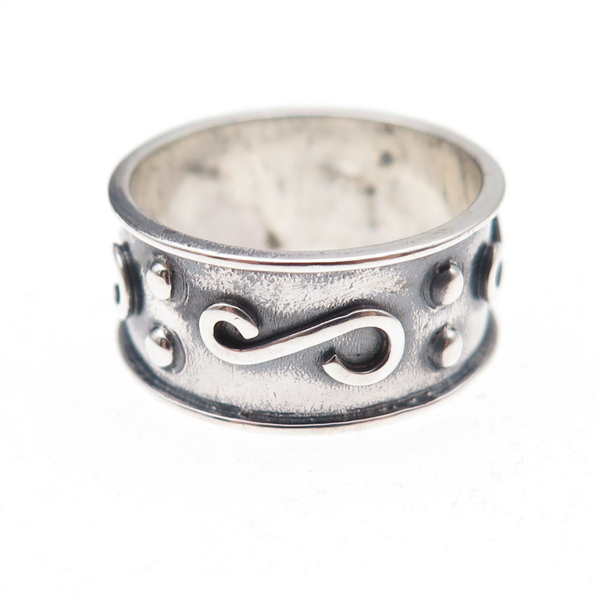 Godfrey Carter 925 Sterling Silver Vintage Swirl Oxidized Band Ring Size 7.75
