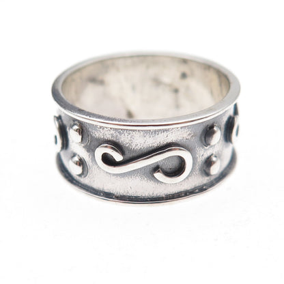 Godfrey Carter 925 Sterling Silver Vintage Swirl Oxidized Band Ring Size 7.75