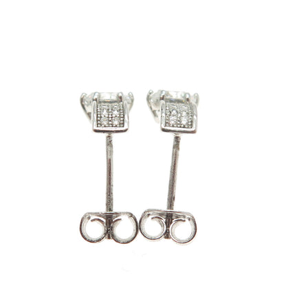 925 Sterling Silver Round-Cut C Z Drop Earrings