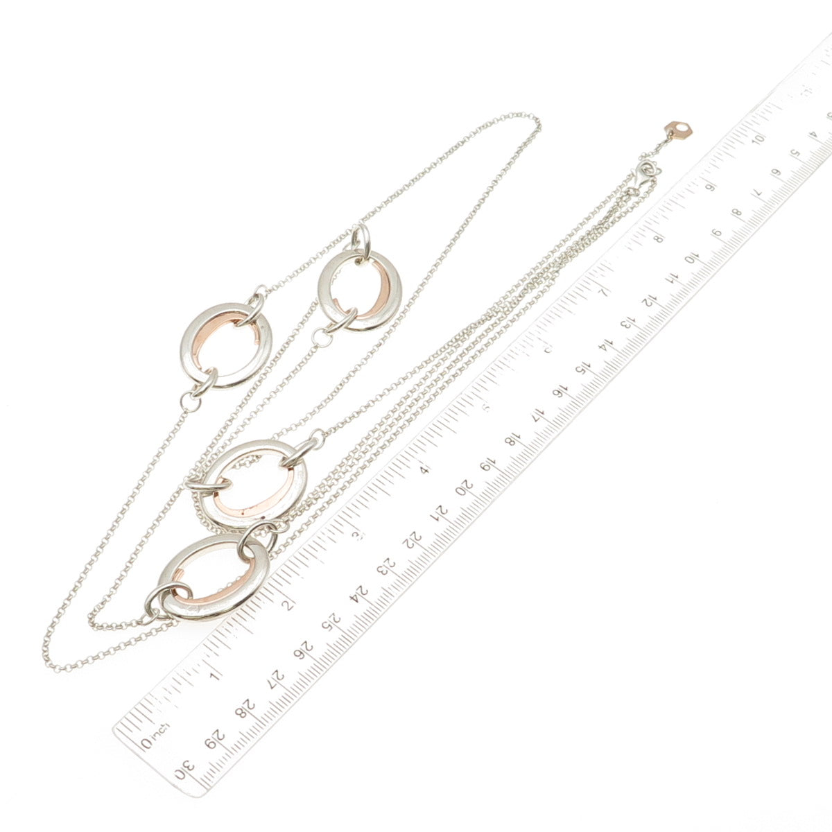 Christofle Sterling Silver 2-Tone C De Christofle Rolo Double Chain Necklace 30"