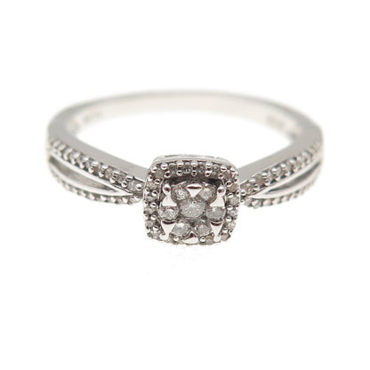 Sun 925 Sterling Silver Real Round-Cut Diamond Engagement Ring Size 7