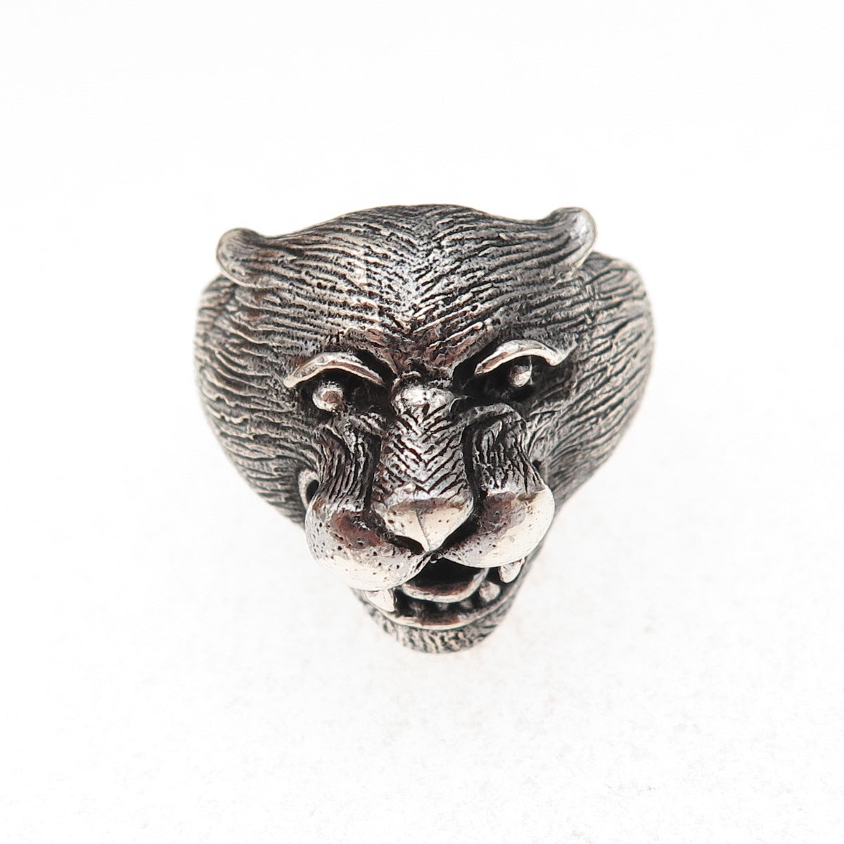 925 Sterling Silver Vintage Puma Oxidized 3D Ring Size 11.5