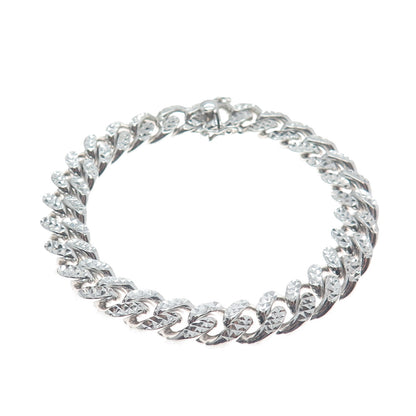 925 Sterling Silver Italy Diamond-Cut Cuban Link Heavy 79.4g Bracelet 8.5"