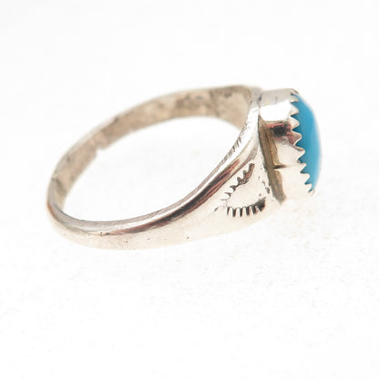 Old Pawn Sterling Silver Vintage Southwestern Turquoise Tribal Ring Size 7.75