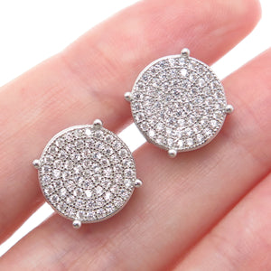925 Sterling Silver Round-Cut C Z Sparkle Stud Earrings