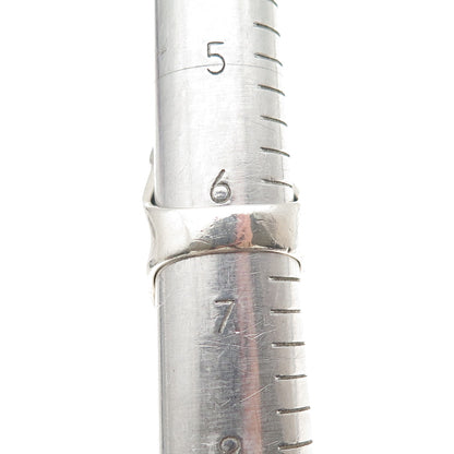 925 Sterling Silver 14K Gold Vintage Modernist Ribbed Ring Size 6.5