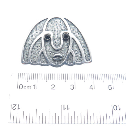 925 Sterling Silver Vintage Ecuador Black Onyx Tribal Goddess Oxidized Pendant