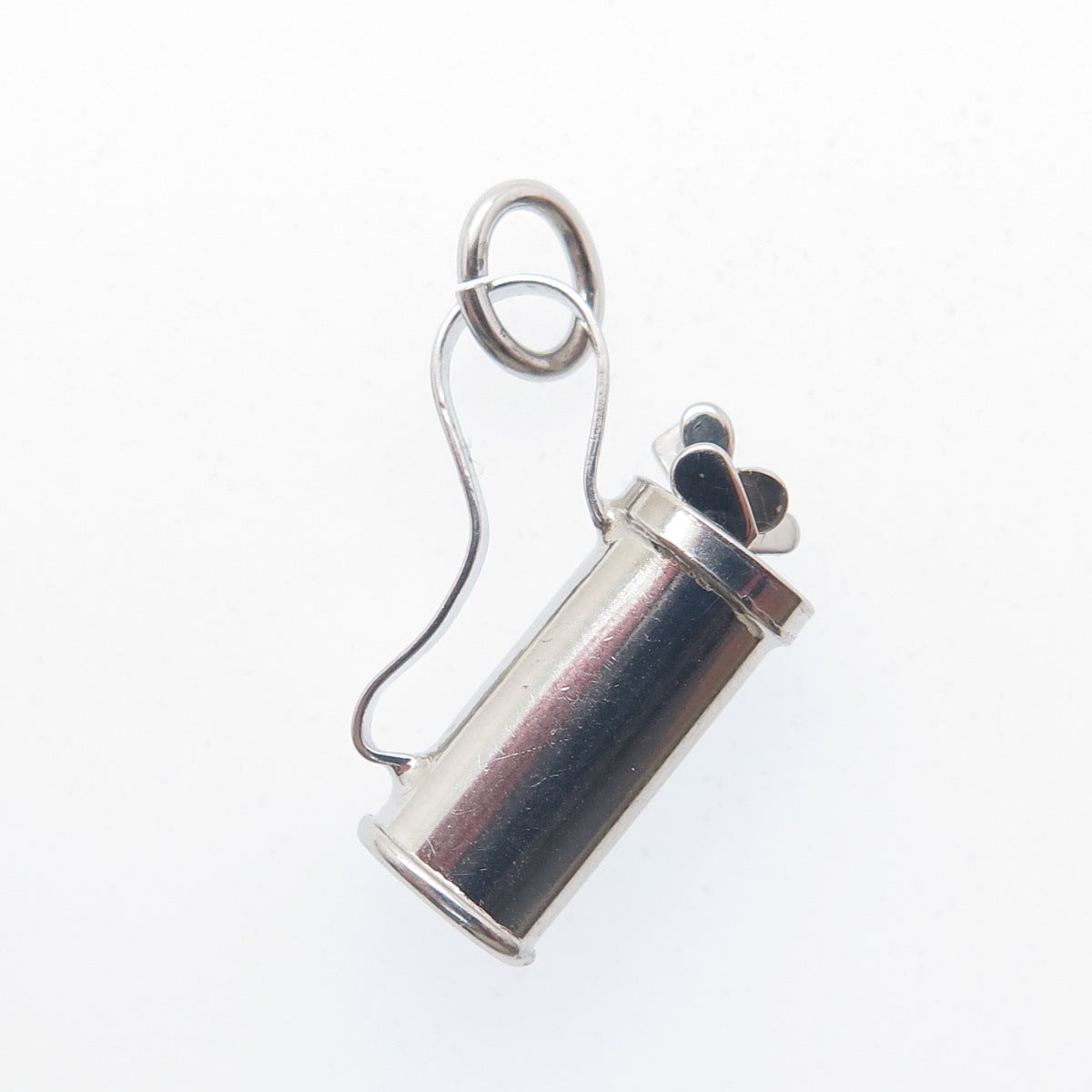 WELLS 925 Sterling Silver Antique Art Deco Golf Club Minimalist 3D Charm Pendant