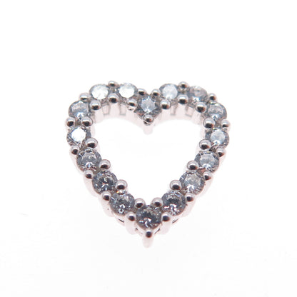 SAI 925 Sterling Silver Round-Cut C Z Heart Minimalist Slide Charm Pendant