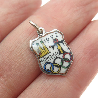 EH JEWELRY 800 Silver Vintage Enamel 1972 München Summer Olympics Charm Pendant