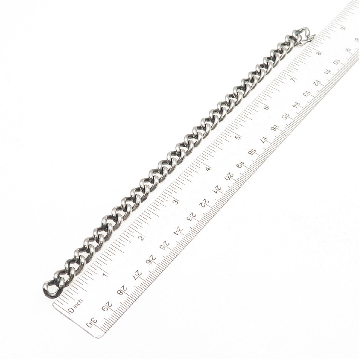 Warmet 925 Sterling Silver Vintage Poland Cuban Link Oxidized Bracelet 7.75"